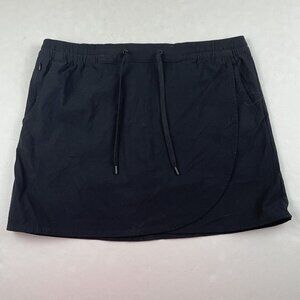 Eddie Bauer Tulip Hem Skort Women’s L Black Nylon Stretch Pull On Drawstrings